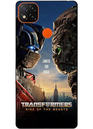 Чехол силиконовый бампер для xiaomi redmi 9c с рисунком звероботы трансформеры transformers
