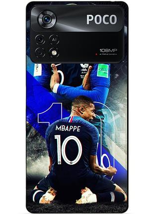Силиконовый бампер чехол для xiaomi poco x4 pro 5g с рисунком mbappe франция