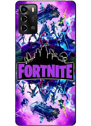 Силиконовый бампер чехол для zte blade a72 с рисунком fortnite marvel