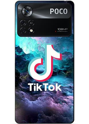 Силиконовый бампер чехол для xiaomi poco x4 pro 5g с рисунком tik tok