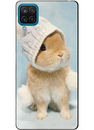 Силіконовий бампер чохол для samsung a12 з малюнком зайчик в шапці