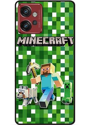 Силіконовий чохол бампер для motorola moto g32 стів minecraft кріпер майнкрафт