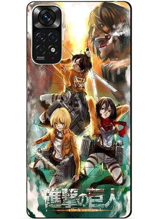 Силиконовый чехол бампер для xiaomi redmi note 11s / note 11 с рисунком атака на титанов attack on titan