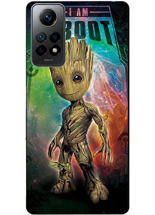 Силиконовый бампер чехол для xiaomi redmi note 12 pro с рисунком грут стражи галактики groot