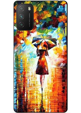 Силиконовый бампер чехол для xiaomi poco m3 с рисунком прогулка
