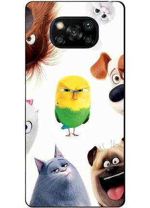 Силиконовый бампер чехол для xiaomi poco x3 с рисунком тайная жизнь домашних животных