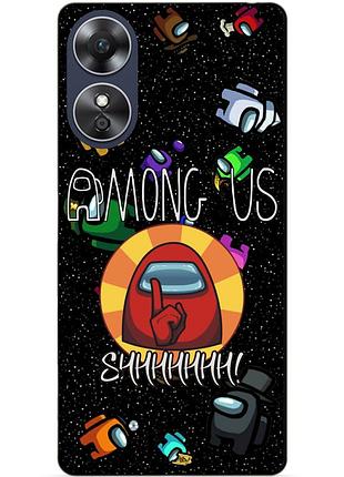 Силіконовий бампер чохол для oppo a17 з малюнком among us амонг ас