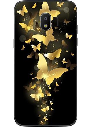 Чехол силиконовый для samsung j2 core galaxy j260 с рисунком золотые бабочки