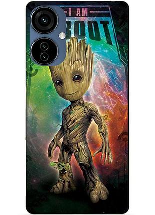 Силиконовый чехол бампер для tecno camon 19 neo с рисунком groot грут стражи галактики