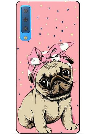 Силиконовый чехол для samsung a7 2018 galaxy a750 с рисунком мопс в платочке