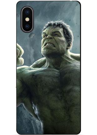 Силиконовый чехол бампер для iphone x 10 с рисунком халк marvel hulk