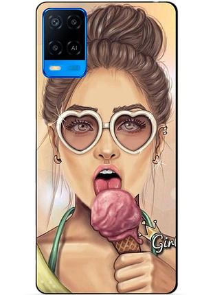Силиконовый бампер чехол для oppo a54 с рисунком мороженной
