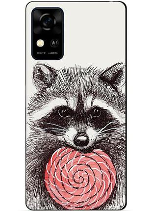 Силіконовий чохол бампер для zte blade a31 з малюнком єнот