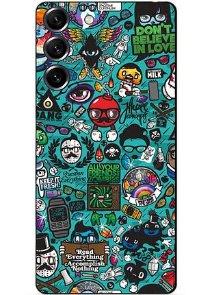 Силиконовый чехол бампер для samsung s23 plus с рисунком стикеры