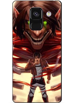 Чехол силиконовый бампер для samsung a8 plus с рисунком attack on titan атака титанов