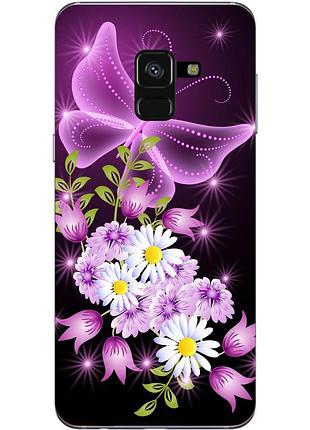 Чехол силиконовый бампер для samsung a8 plus galaxy a730 бабочки 08