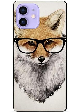 Силиконовый чехол бампер для iphone 12 с рисунком лиса