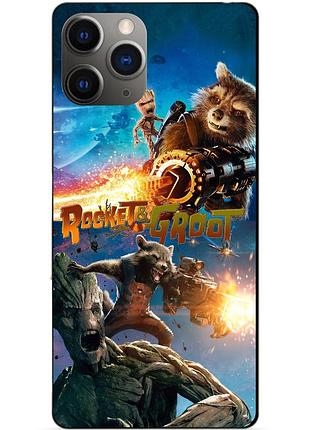 Силіконовий чохол бампер для iphone 11 pro rocket groot ракета грут стражі галактики