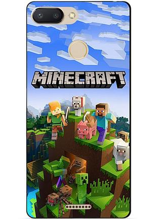 Силиконовый бампер чехол для xiaomi redmi 6 с рисунком minecraft
