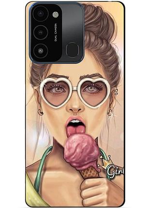 Силиконовый бампер чехол для tecno spark go 2022/spark 8c с рисунком мороженое