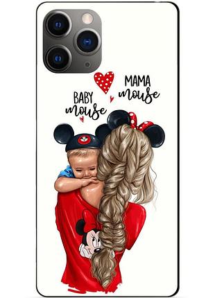 Силіконовий чохол бампер для iphone 11 pro max з малюнком мама та малюк