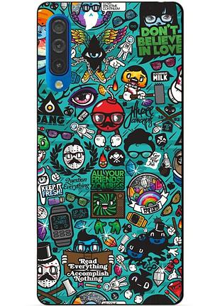Силиконовый чехол для samsung a50 с рисунком стикеры