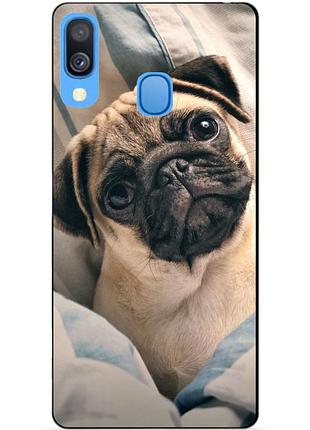 Силиконовый чехол для samsung a40 с рисунком мопс
