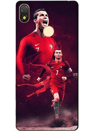 Силиконовый бампер чехол для tecno pop 3 с рисунком ronaldo