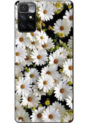 Силиконовый бампер чехол для xiaomi redmi note 11 с рисунком ромашки