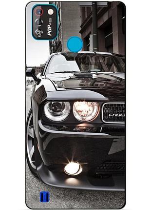 Силиконовый бампер чехол для tecno pop 4 pro с рисунком dodge