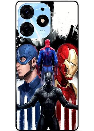 Силиконовый бампер чехол для tecno spark 10 pro с рисунком marvel марвел человек паук