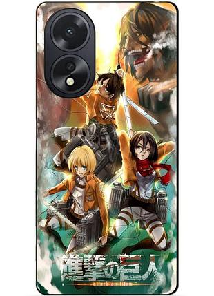 Силиконовый чехол бампер для oppo a18 с рисунком атака на титанов attack on titan