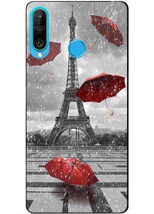 Силиконовый бампер чехол для huawei p30 lite с рисунком дождь в париже