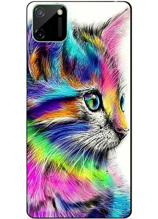 Силиконовый чехол бампер для realme c11 с рисунком акварельный котик