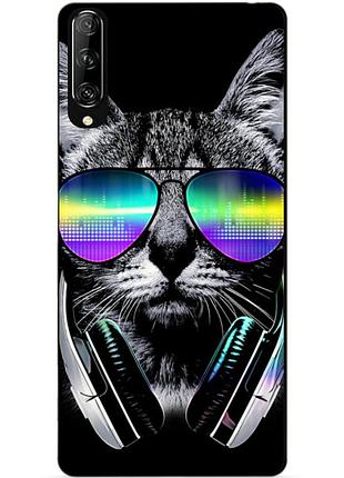 Силіконовий чохол бампер для huawei p smart pro з малюнком музичний кіт