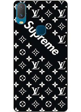 Силиконовый бампер чехол для vivo y11 с рисунком supreme