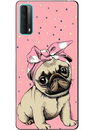 Силиконовый бампер чехол для huawei p smart 2021 с рисунком мопс