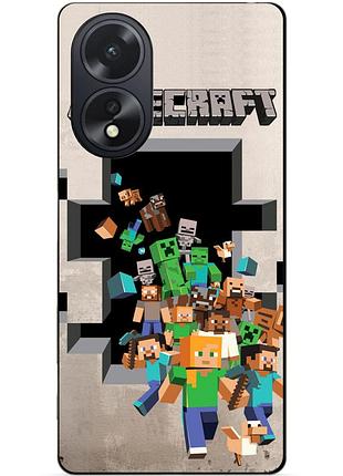 Силиконовый чехол бампер для oppo a38 с картинкой minecraft майнкрафт