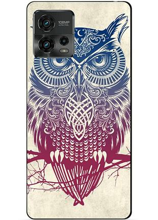 Силиконовый чехол бампер для motorola moto g72 с рисунком сова
