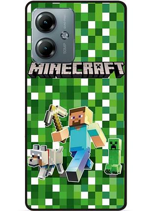 Силіконовий чохол бампер для motorola moto g14 стів minecraft кріпер майнкрафт