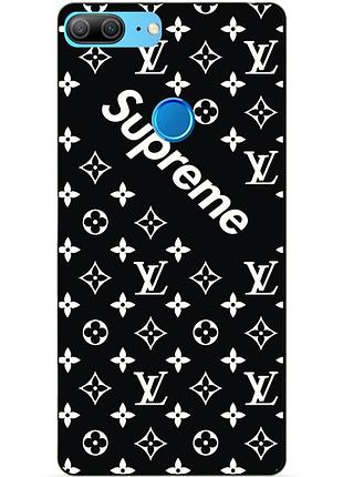 Чехол силиконовый для huawei honor 9 lite с рисунком supreme lv на черном фоне