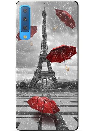 Силиконовый бампер для samsung a7 2018 galaxy a750 с рисунком дождь в париже