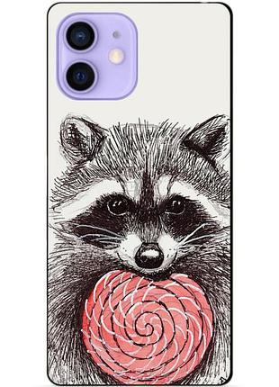 Силіконовий чохол бампер для iphone 12 mini з малюнком єнот
