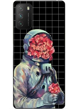 Силиконовый бампер чехол для xiaomi poco m3 с рисунком скафандр