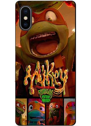 Силиконовый чехол бампер для iphone x 10 с рисунком майки mikey черепашки ниндзя