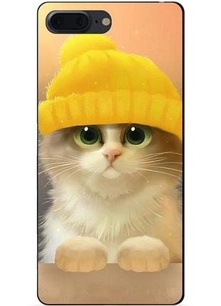 Силиконовый чехол бампер для iphone 8 plus с рисунком котик в шапке