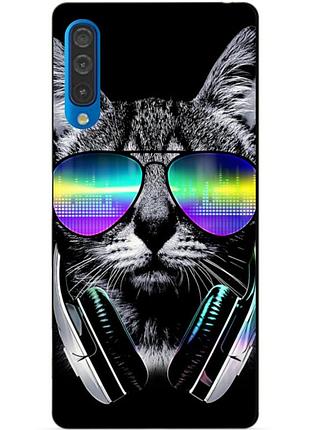 Силиконовый бампер чехол для samsung a50 2019 galaxy a505f с рисунком музыкальный кот