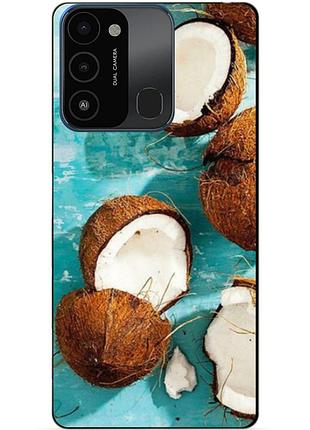Силиконовый бампер чехол для tecno spark go 2022/spark 8c с рисунком кокосы