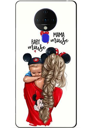 Силиконовый бампер чехол для tecno spark 6 с рисунком мама и малыш