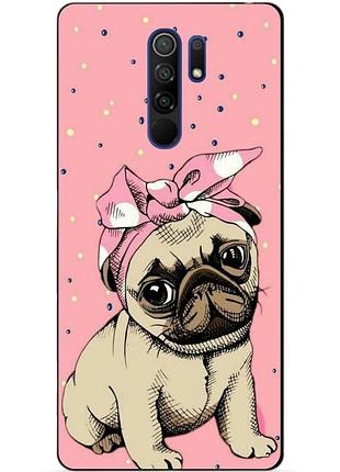 Силіконовий бампер чохол для xiaomi redmi 9 з малюнком мопс